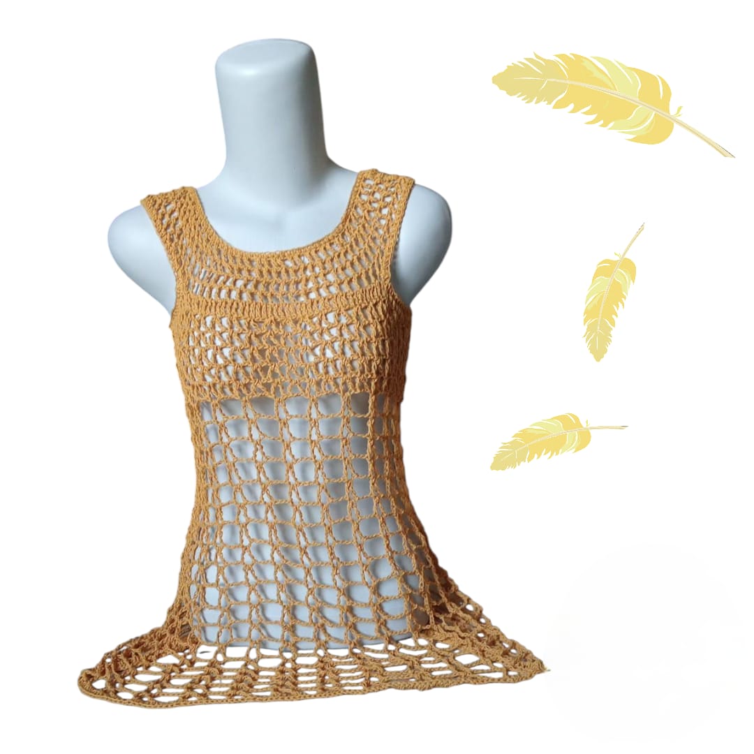 Dress Rajut Pantai - Kuning Kunyit