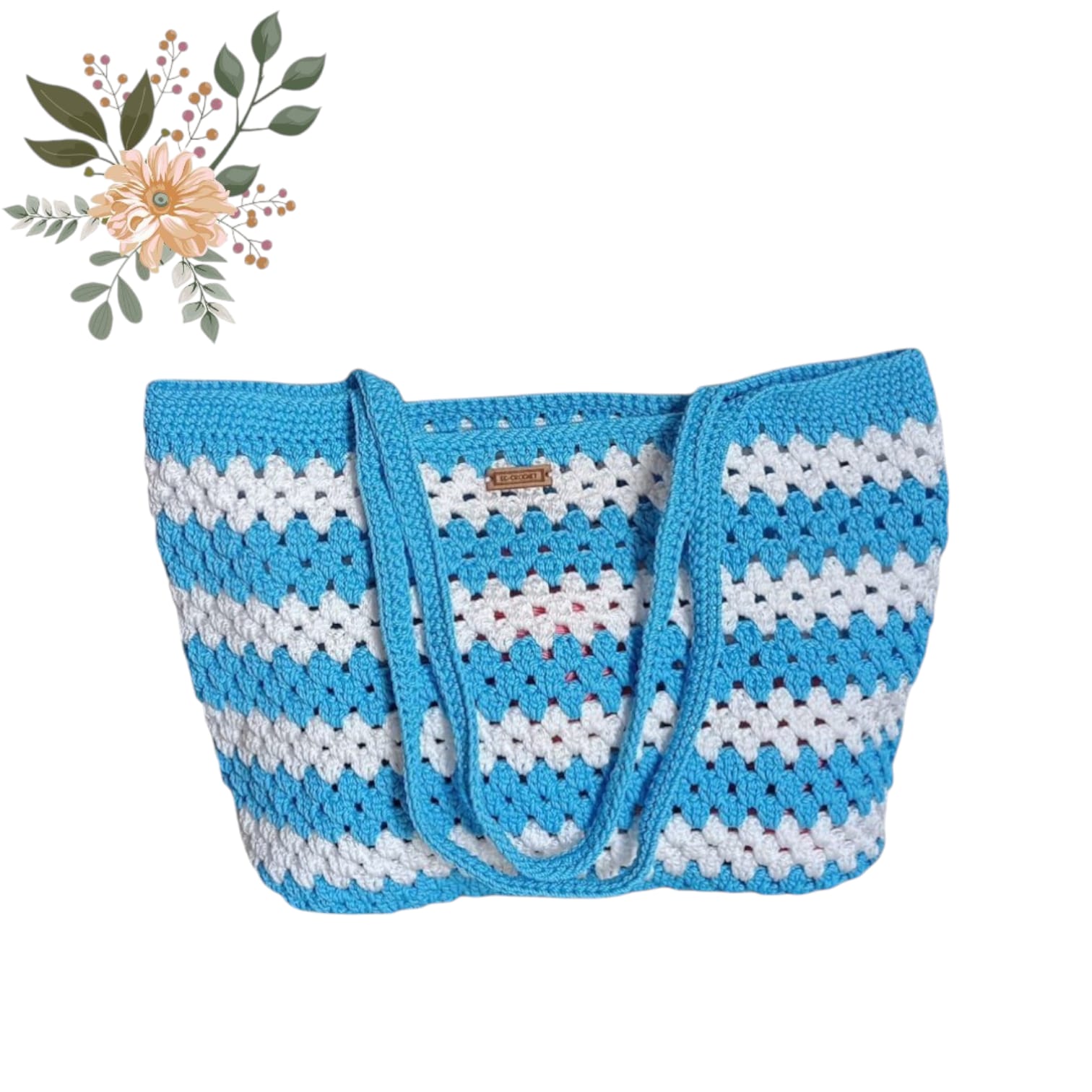 Tas Bahu Rajut - Biru Putih