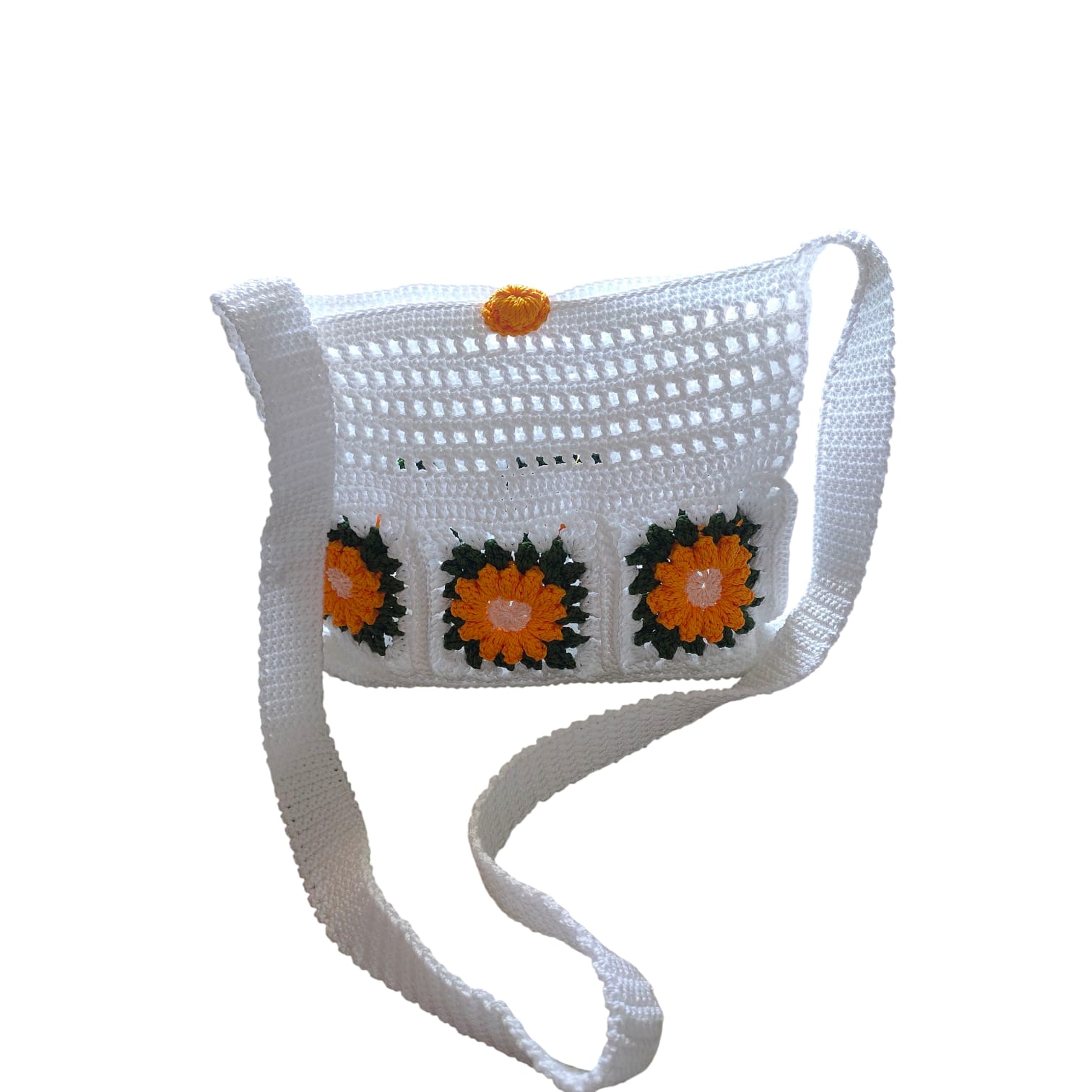 Tas Selempang Rajut Motif Bunga